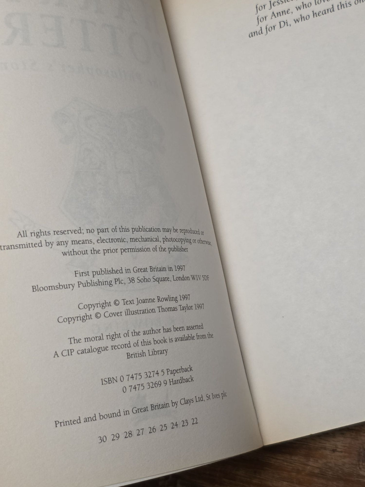 Harry Potter and the Philosopher's Stone – Signed Association Copy from Carnegie Medal Winner Robert Swindells