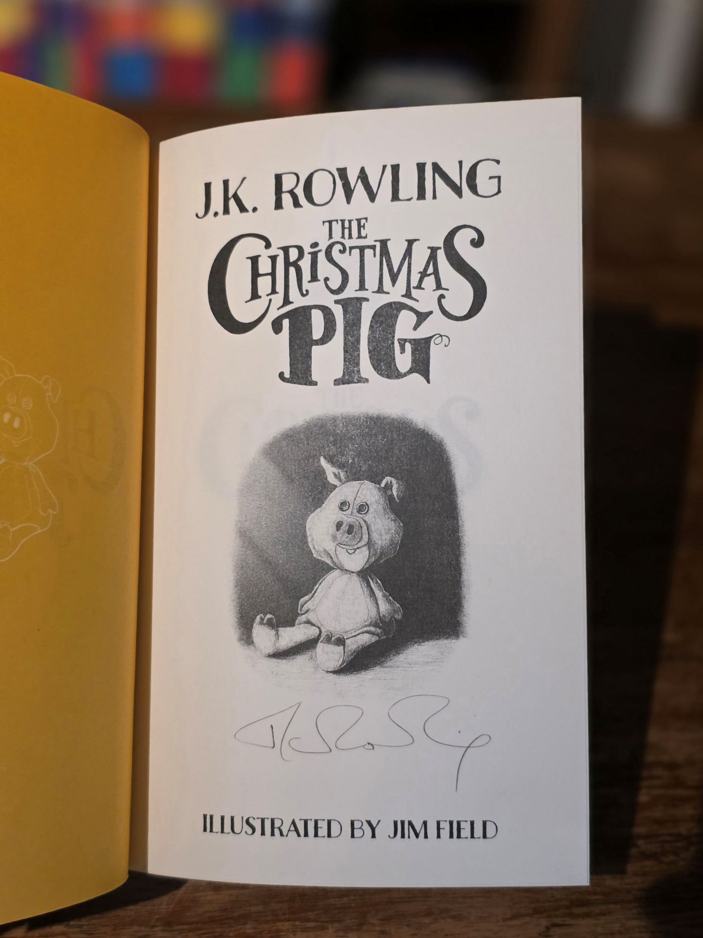 The Christmas Pig – Signed by J.K. Rowling on a special printed leaf