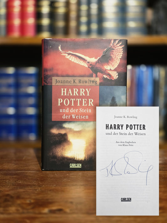 signed German translation of Harry Potter and the Philosopher’s Stone – Belletristik adult edition 